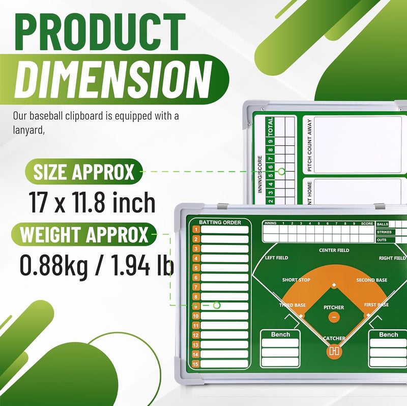 ZPU Magnetic Baseball Lineup Board for Dugout, Baseball/Softball Clipboard for Coaches, Baseball Coaching Board with Dry Erase, Marker pens, Lineup Cards, Magnets & Storage Bag - Image 2